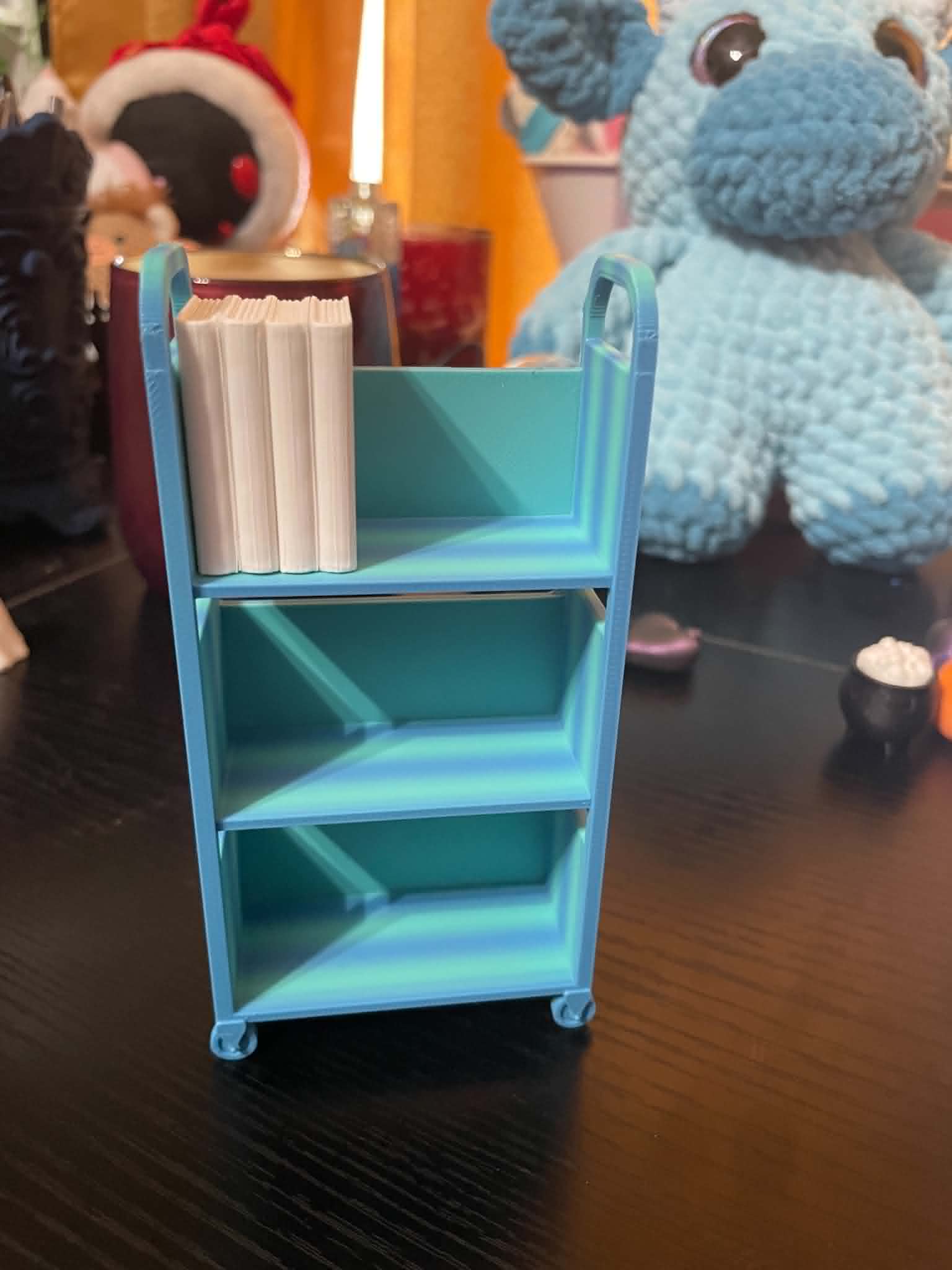 Mini Library Rolling Cart with Book Blanks