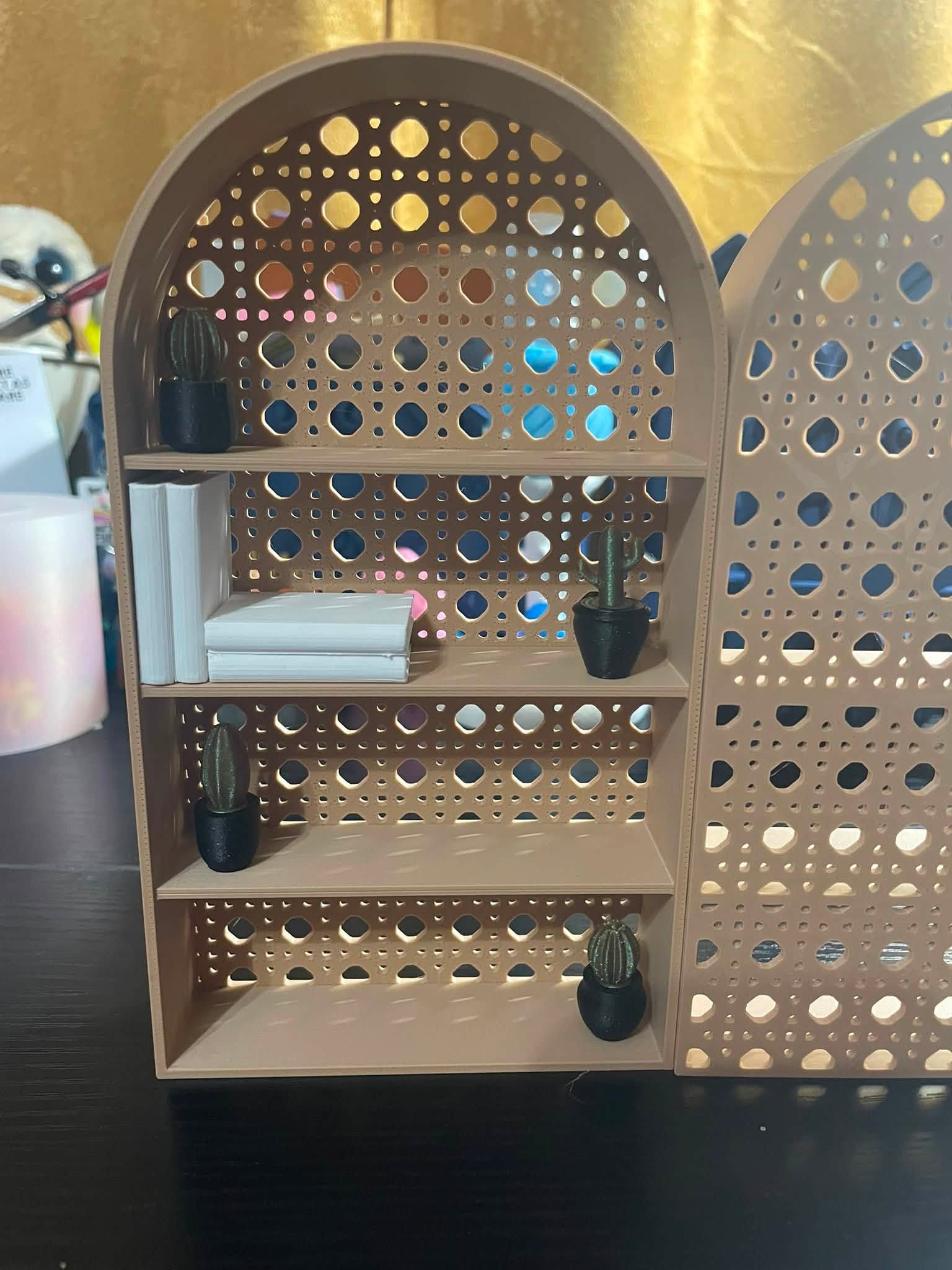 Desert Oasis Complete Set — Wicker/Rattan Bookshelf + Accessories