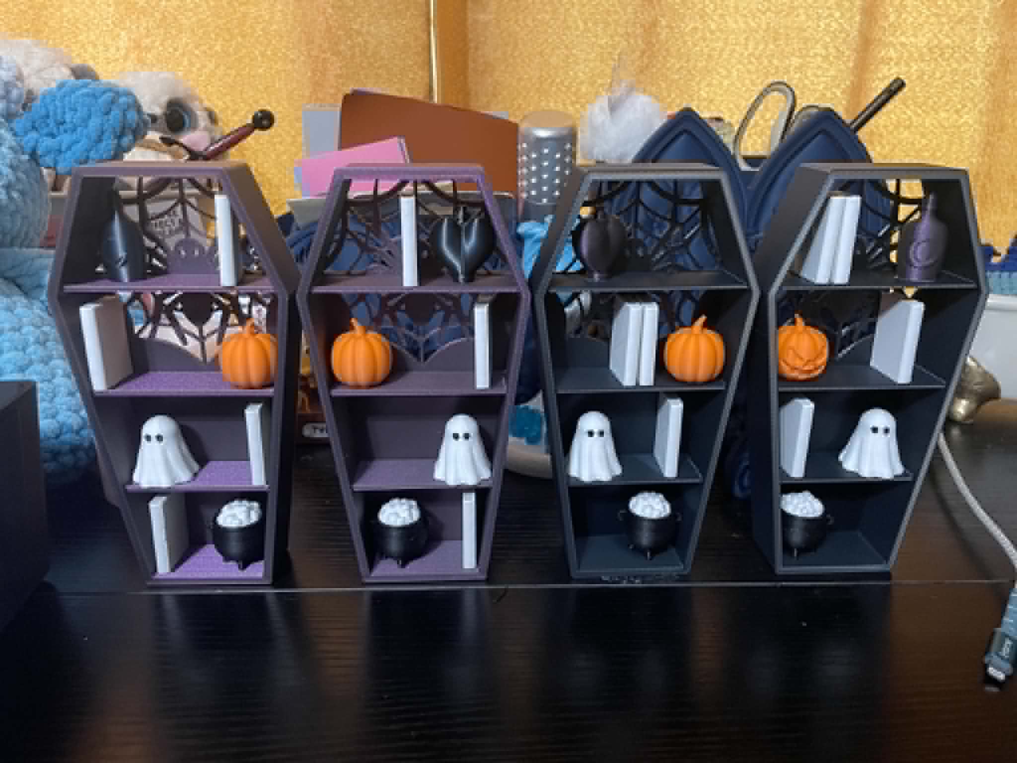Spooky Complete Set — Coffin Bookshelf + Accessories